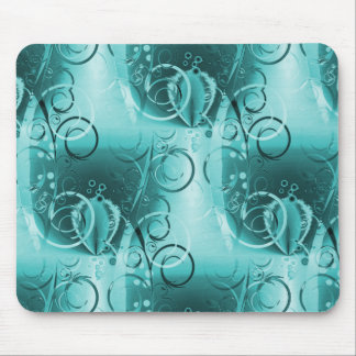 Faded Floral Swirl Teal Turquoise Blue Girly Gifts Mouse Pad