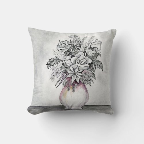 Faded Floral Throw Pillow