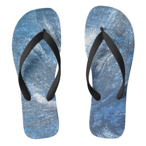 Faded frayed blue denim jean look Flip Flops 