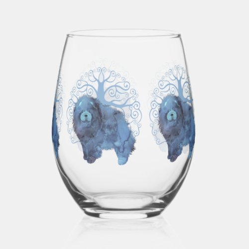 FADED GENES  Chow Chow   Stemless Wine Glass