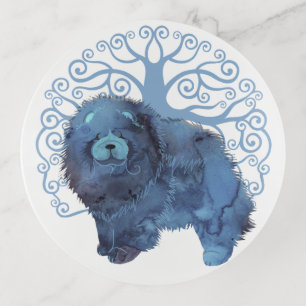 FADED GENES Chow TREE OF LIFE fused glass Trinket Tray