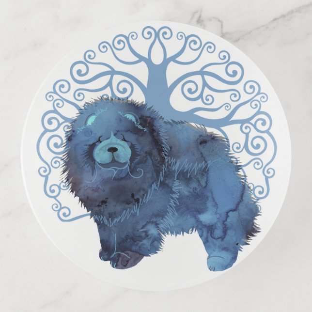 FADED GENES Chow  TREE OF LIFE  fused glass Trinket Tray (Front)