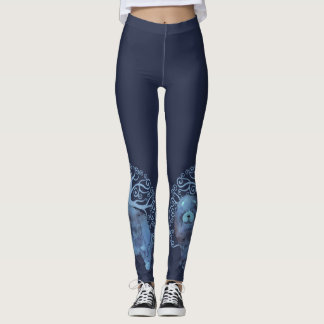 FADED GENES Chow  TREE OF LIFE  NAVY Leggings