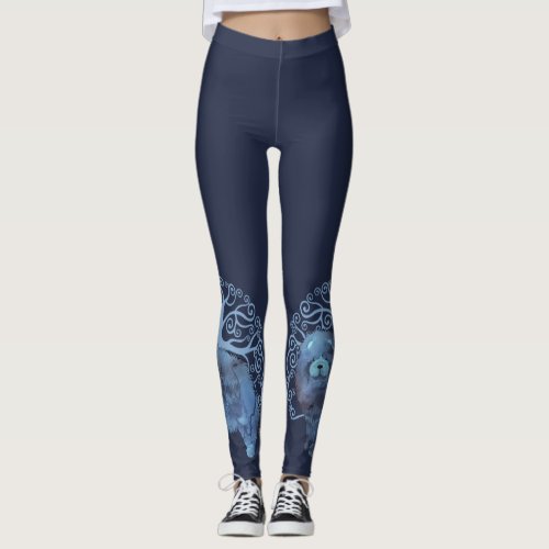 FADED GENES Chow  TREE OF LIFE  NAVY Leggings