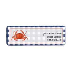 Faded Gingham Crab Label