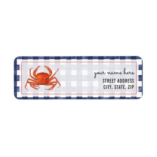 Faded Gingham Crab Label