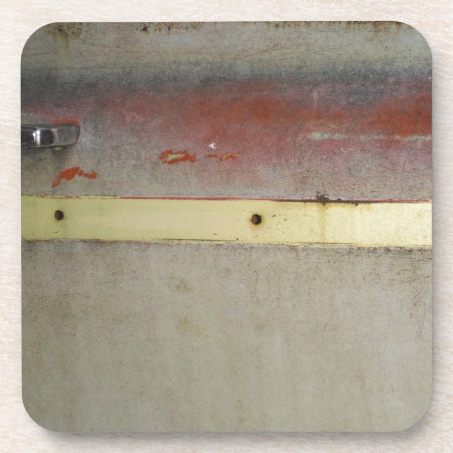 Faded Green, Red, Blue & Yellow rusted Beverage Coaster (Front)