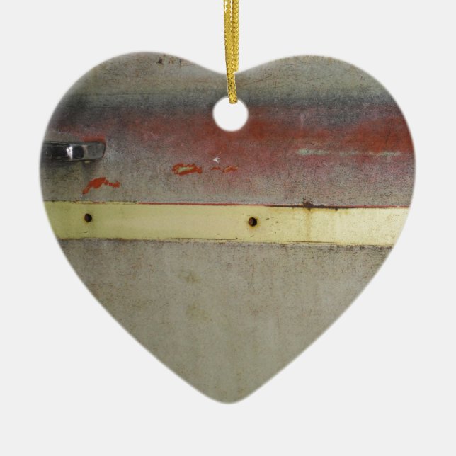 Faded Green, Red, Blue & Yellow rusted Ceramic Ornament (Front)