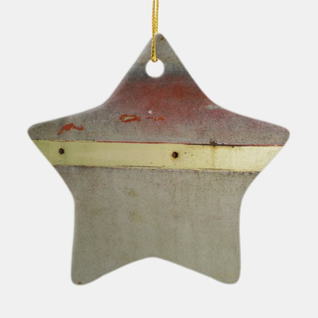 Faded Green, Red, Blue & Yellow rusted Ceramic Ornament (Front)