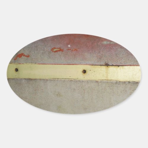 Faded Green Red Blue  Yellow rusted Oval Sticker