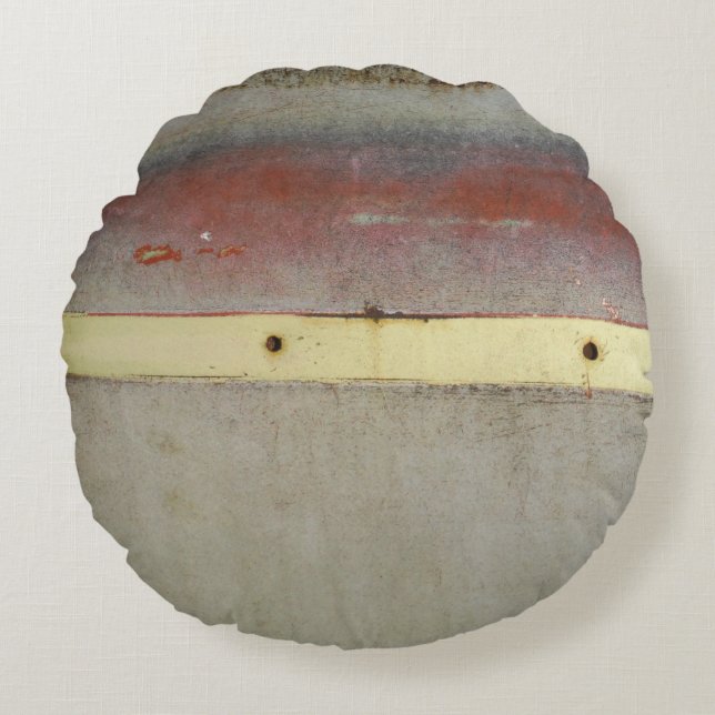 Faded Green, Red, Blue & Yellow rusted Round Pillow (Front)
