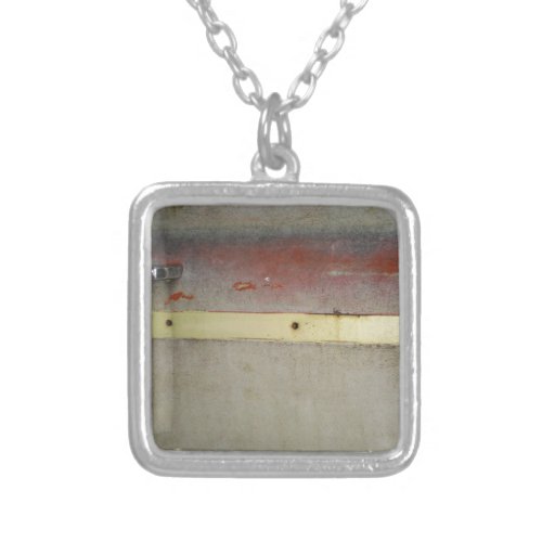Faded Green Red Blue  Yellow rusted Silver Plated Necklace