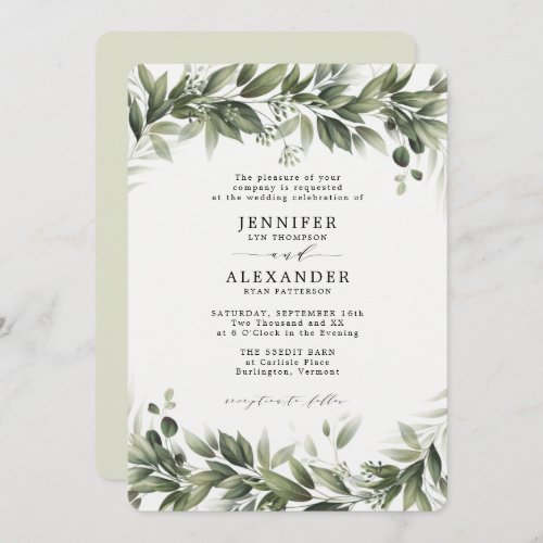Faded Greenery Eucalyptus Wedding Invitation