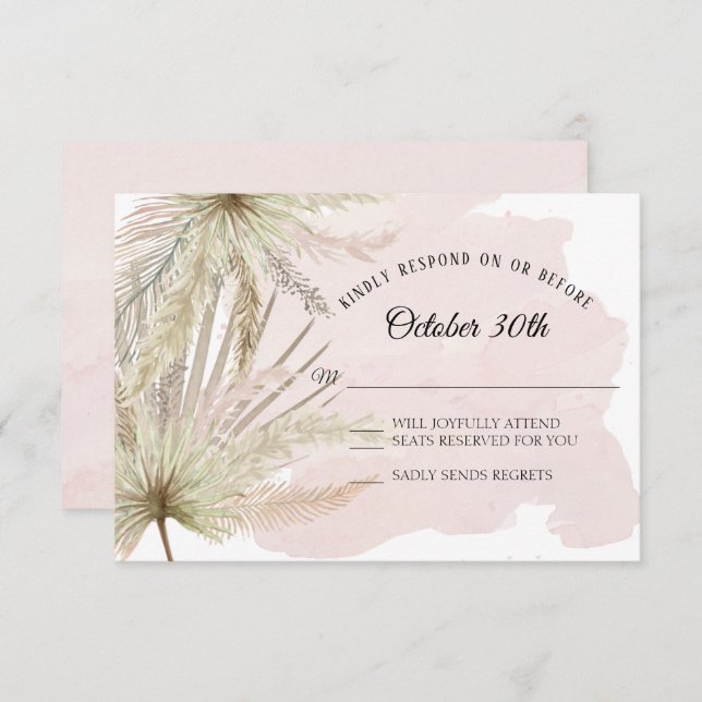 Faded Greenery Tropical Beach Boho Jungle Earthy Invitation (Front/Back)