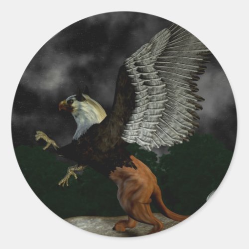 Faded Griffin Button Classic Round Sticker