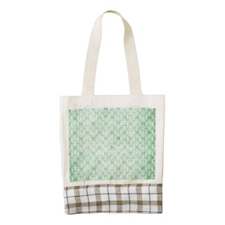 Faded Grunge Damask in Green Zazzle HEART Tote Bag