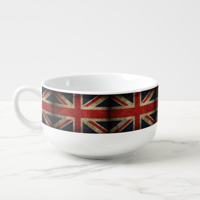 Faded Grunge Union Jack British Flag of England Soup Mug (Right)