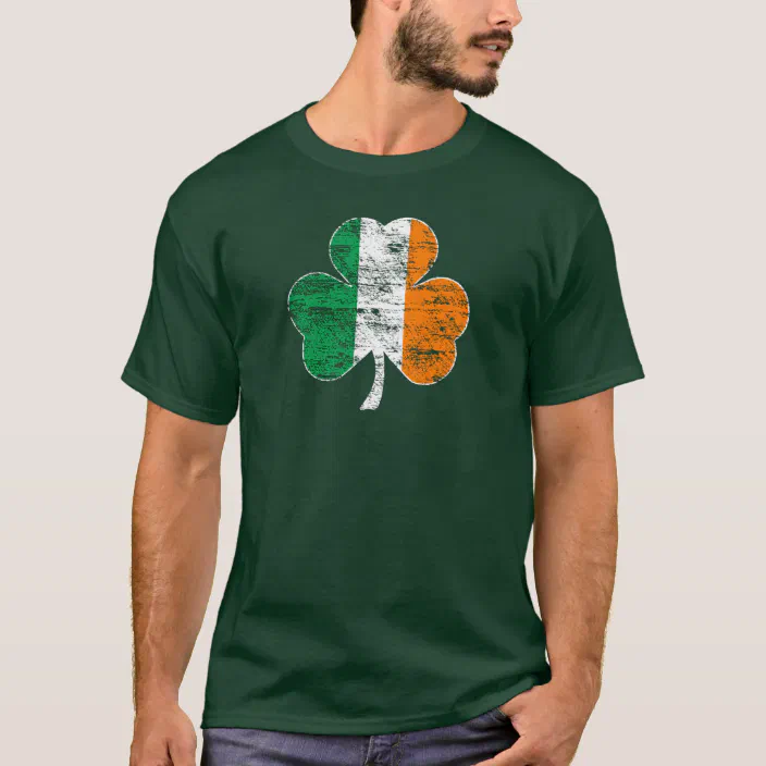 Green Faded Irish Flag White and Orange Shabby Ireland Flag T Shirt White T
