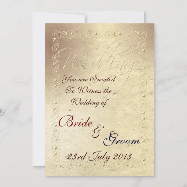 Faded Ivory Embossed Effect Wedding Invitation (Front)