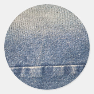 Faded Jeans / Denim Fabric Classic Round Sticker