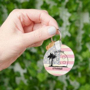 Faded Life Liberty & Pickleball Patriotic Keychain