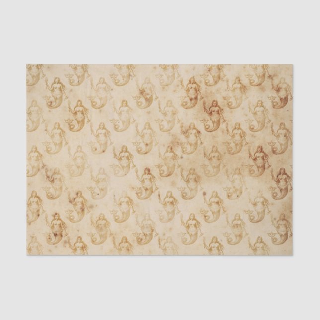 Faded Mermaid Vintage Decoupage Tissue Paper (Front)