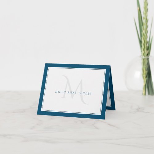 Faded Monogram Blue Chic Personal Professional Note Card