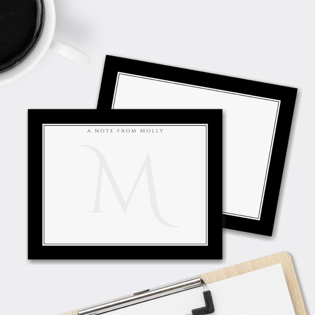 Faded Monogram Chic Personal Professional Note Card (Creator Uploaded)