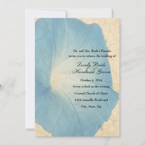 Faded Morning Glory Parchment Wedding Invitation