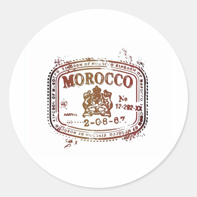 Faded Morocco Stamp Classic Round Sticker (Front)