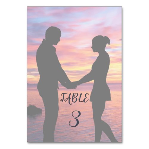 Faded Opaque Wedding Photo Table Number