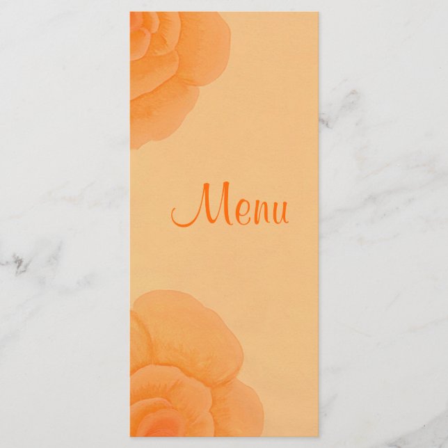 Faded Orange Roses, custom menu cards (Front)