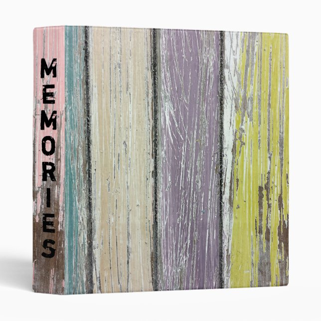 Faded Paint On Rustic Wood 3 Ring Binder (Front/Spine)