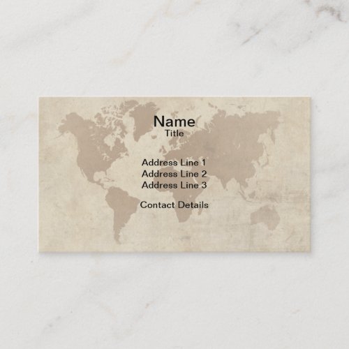 Faded Parchment World Map Business Card