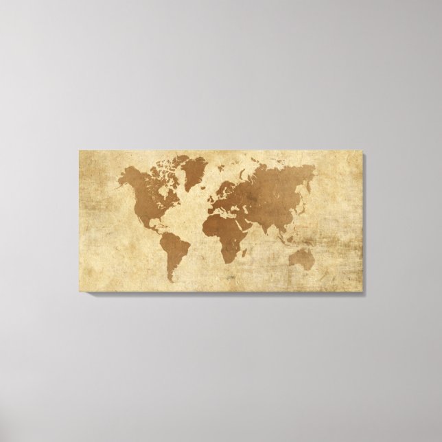 Faded Parchment World Map Canvas Print (Front)