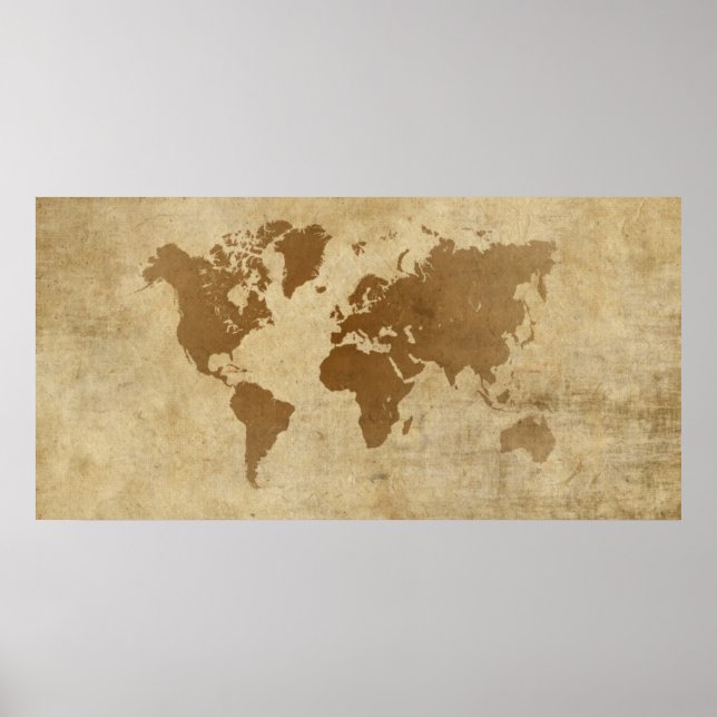 Faded Parchment World Map Poster (Front)
