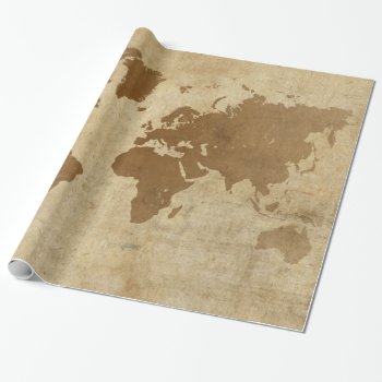 Faded Parchment World Map Wrapping Paper by Hakonart at Zazzle