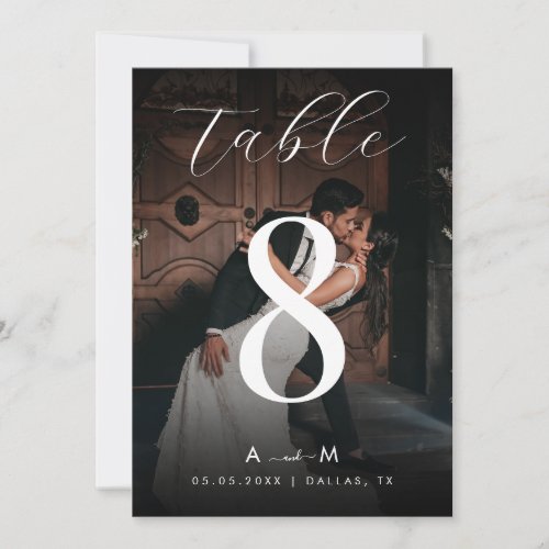 Faded Photo Black Wedding 5x7 Table Number Card
