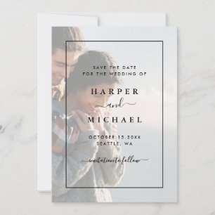 Faded Photo Elegant Wedding Save the Date Card