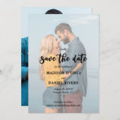 Faded Photo Full Bleed Handwritten Brush Script Save The Date (Front/Back)