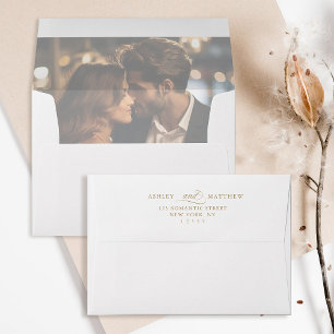 Faded Photo Gold Pre-Printed Return Address 5x7 Envelope