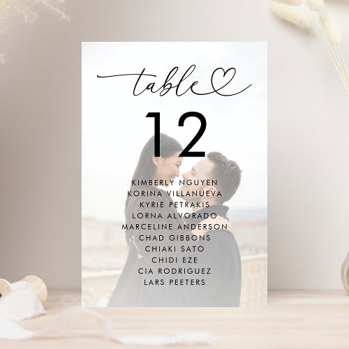 Faded Photo Seating Chart Names Wedding Sign Table Number