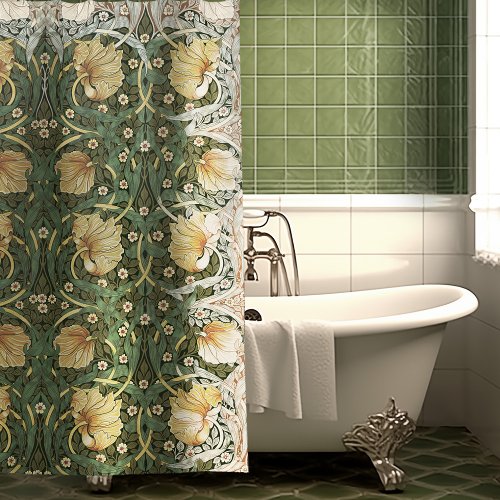 Faded Pimpernel William Morris Floral Pattern Shower Curtain