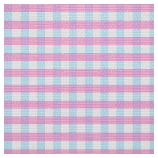 Faded Pink Blue Gingham Fabric