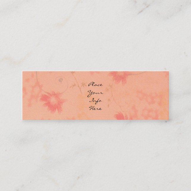 Faded Pink Flowers Mini Business Card (Front)