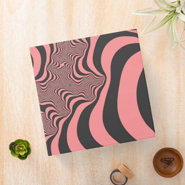 Faded Pink Zebra Stripes 3 Ring Binder (In Situ)