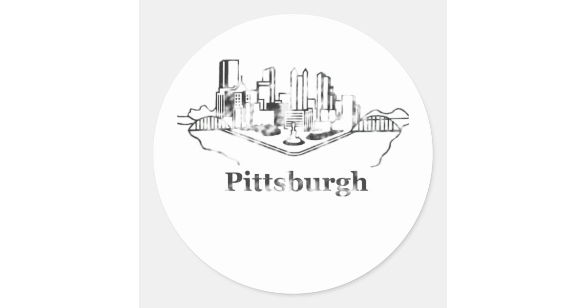 Faded Pittsburgh City Skyline Logo Classic Round Sticker