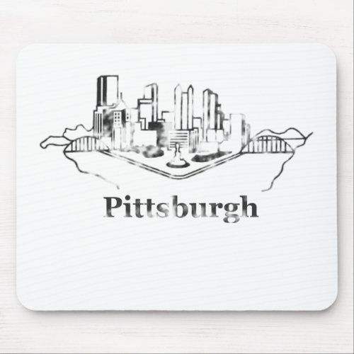 Faded Pittsburgh City Skyline Logo Mouse Pad