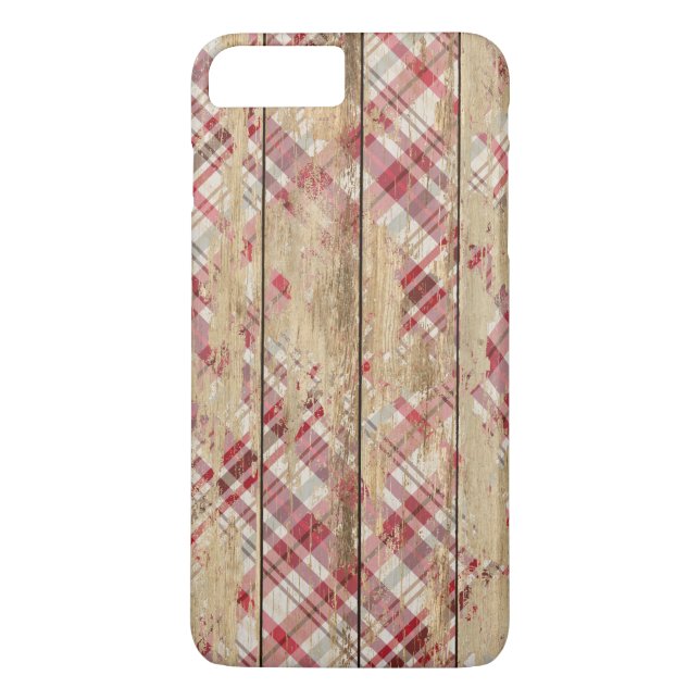 Faded Plaid and Wood Case-Mate iPhone Case (Back)