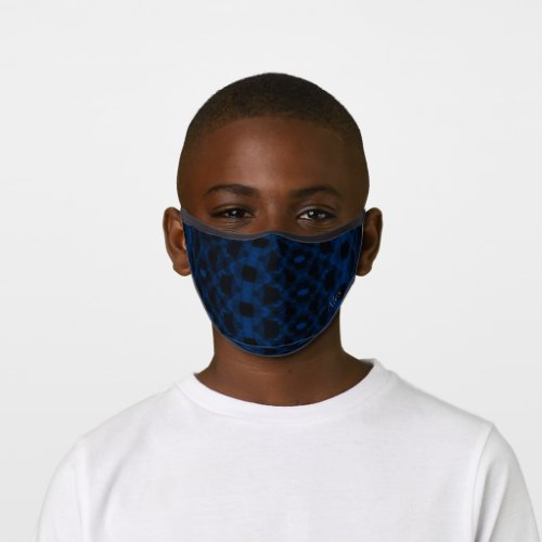 Faded Plaid Checkered Blue and Black Premium Face Mask